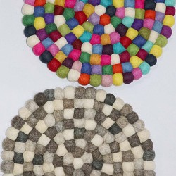 KNOTTED FELT CUSHION FOR SINGING BOWLS, to get best sound  and Safety for any kinds of Singing Bowls, Meditation Cushion, Kitchen table Cushion (Rainbow Color) - XX Small (Mini) size (5 cm, 1.9 inch)