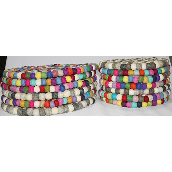 KNOTTED FELT CUSHION FOR SINGING BOWLS, to get best sound  and Safety for any kinds of Singing Bowls, Meditation Cushion, Kitchen table Cushion (Rainbow Color) - XX Small (Mini) size (5 cm, 1.9 inch)