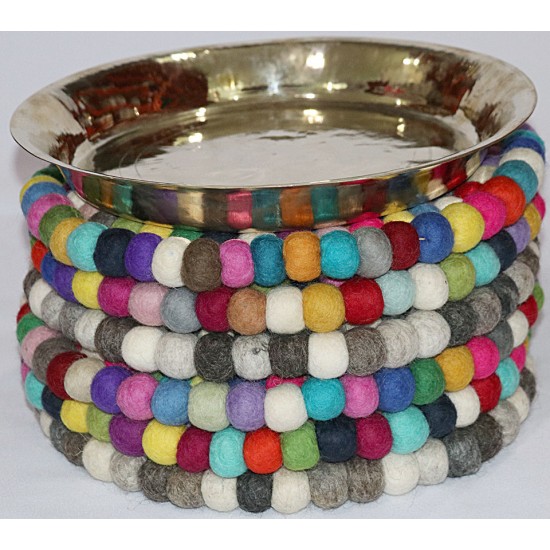 KNOTTED FELT CUSHION FOR SINGING BOWLS, to get best sound  and Safety for any kinds of Singing Bowls, Meditation Cushion, Kitchen table Cushion (Rainbow Color) - XX Small (Mini) size (5 cm, 1.9 inch)