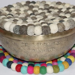 KNOTTED FELT CUSHION FOR SINGING BOWLS, to get best sound  and Safety for any kinds of Singing Bowls, Meditation Cushion, Kitchen table Cushion (Rainbow Color) - XX Small (Mini) size (5 cm, 1.9 inch)