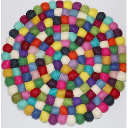 KNOTTED FELT CUSHION FOR SINGING BOWLS, to get best sound  and Safety for any kinds of Singing Bowls, Meditation Cushion, Kitchen table Cushion (Rainbow Color) - Extra Small size (10 cm, 3.9 inch)