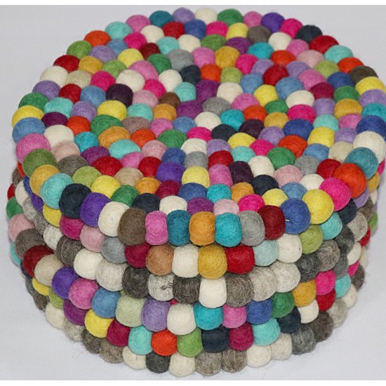 KNOTTED FELT CUSHION FOR SINGING BOWLS, to get best sound  and Safety for any kinds of Singing Bowls, Meditation Cushion, Kitchen table Cushion (Rainbow Color) - Extra Small size (10 cm, 3.9 inch)