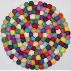KNOTTED FELT CUSHION FOR SINGING BOWLS, to get best sound  and Safety for any kinds of Singing Bowls, Meditation Cushion, Kitchen table Cushion (Rainbow Color) - Small Size (20 cm, 7.8 inch)