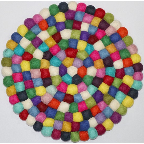 KNOTTED FELT CUSHION FOR SINGING BOWLS, to get best sound  and Safety for any kinds of Singing Bowls, Meditation Cushion, Kitchen table Cushion (Rainbow Color) - Small Size (20 cm, 7.8 inch)