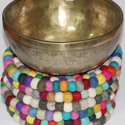 KNOTTED FELT CUSHION FOR SINGING BOWLS, to get best sound  and Safety for any kinds of Singing Bowls, Meditation Cushion, Kitchen table Cushion (Rainbow Color) - Small Size (20 cm, 7.8 inch)