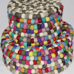 KNOTTED FELT CUSHION FOR SINGING BOWLS, to get best sound and Safety for any kinds of Singing Bowls, Meditation Cushion, Kitchen table Cushion (natural color) - Small Size (20 cm, 7.8 inch)