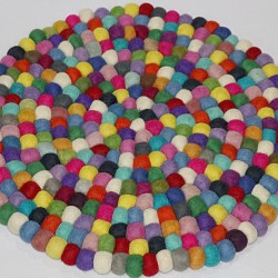 KNOTTED FELT CUSHION FOR SINGING BOWLS, to get best sound  and Safety for any kinds of Singing Bowls, Meditation Cushion, Kitchen table Cushion (Rainbow Color) - Medium size (30 cm, 11.8 inch)