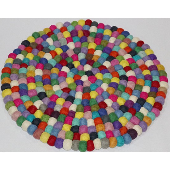 KNOTTED FELT CUSHION FOR SINGING BOWLS, to get best sound  and Safety for any kinds of Singing Bowls, Meditation Cushion, Kitchen table Cushion (Rainbow Color) - Medium size (30 cm, 11.8 inch)