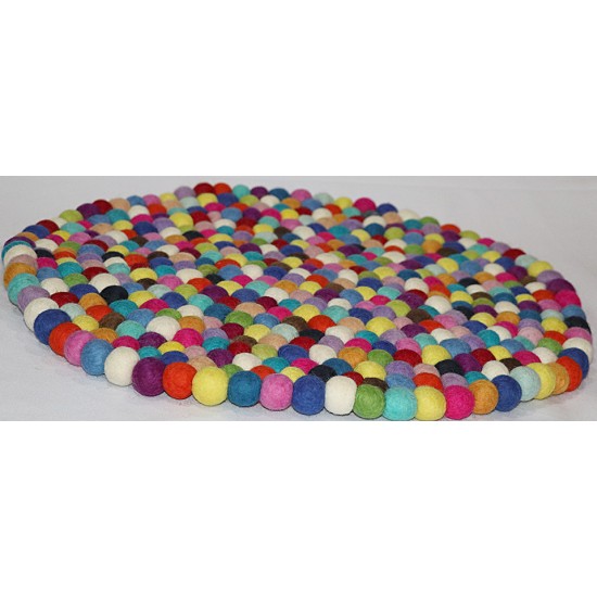 KNOTTED FELT CUSHION FOR SINGING BOWLS, to get best sound  and Safety for any kinds of Singing Bowls, Meditation Cushion, Kitchen table Cushion (Rainbow Color) - Medium size (30 cm, 11.8 inch)