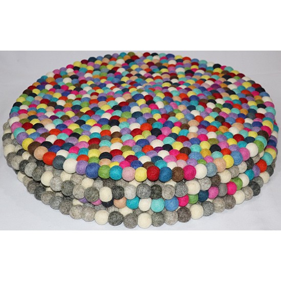 KNOTTED FELT CUSHION FOR SINGING BOWLS, to get best sound  and Safety for any kinds of Singing Bowls, Meditation Cushion, Kitchen table Cushion (Rainbow Color) - Medium size (30 cm, 11.8 inch)