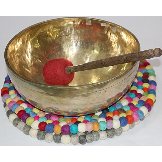 KNOTTED FELT CUSHION FOR SINGING BOWLS, to get best sound  and Safety for any kinds of Singing Bowls, Meditation Cushion, Kitchen table Cushion (Rainbow Color) - Medium size (30 cm, 11.8 inch)