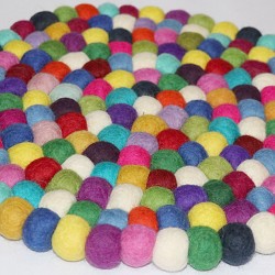 KNOTTED FELT CUSHION FOR SINGING BOWLS, to get best sound  and Safety for any kinds of Singing Bowls, Meditation Cushion, Kitchen table Cushion (Rainbow Color) - Large Size (40 cm, 15.7 inch)