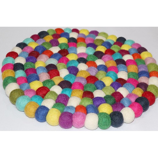 KNOTTED FELT CUSHION FOR SINGING BOWLS, to get best sound  and Safety for any kinds of Singing Bowls, Meditation Cushion, Kitchen table Cushion (Rainbow Color) - Large Size (40 cm, 15.7 inch)