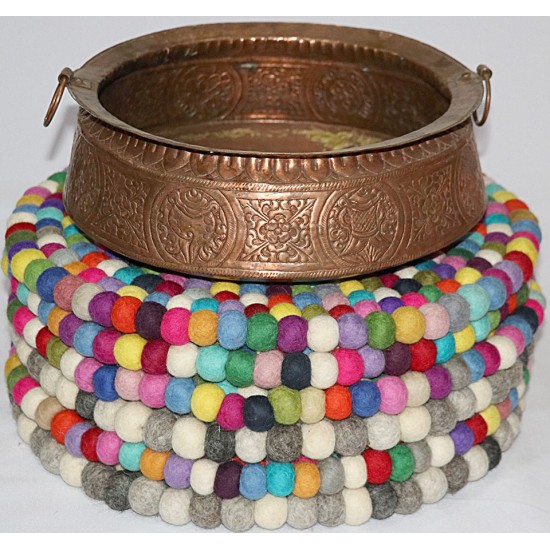 KNOTTED FELT CUSHION FOR SINGING BOWLS, to get best sound  and Safety for any kinds of Singing Bowls, Meditation Cushion, Kitchen table Cushion (Rainbow Color) - Large Size (40 cm, 15.7 inch)