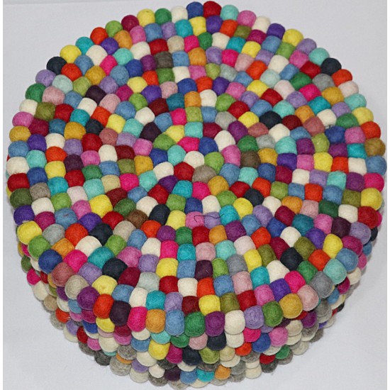 KNOTTED FELT CUSHION FOR SINGING BOWLS, to get best sound  and Safety for any kinds of Singing Bowls, Meditation Cushion, Kitchen table Cushion (Rainbow Color) - Large Size (40 cm, 15.7 inch)