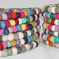 KNOTTED FELT CUSHION FOR SINGING BOWLS, to get best sound and Safety for any kinds of Singing Bowls, Meditation Cushion, Kitchen table Cushion (natural color) - Large Size (40 cm, 15.7 inch)