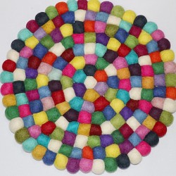 KNOTTED FELT CUSHION FOR SINGING BOWLS, to get best sound  and Safety for any kinds of Singing Bowls, Meditation Cushion, Kitchen table Cushion (Rainbow Color) - Extra Large size (50 cm, 19.6 inch)