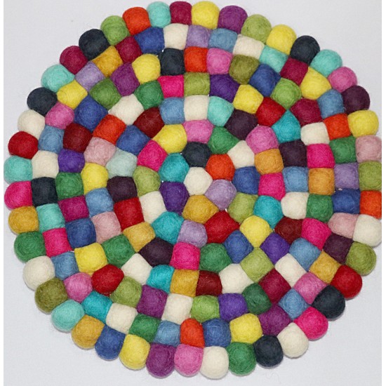 KNOTTED FELT CUSHION FOR SINGING BOWLS, to get best sound  and Safety for any kinds of Singing Bowls, Meditation Cushion, Kitchen table Cushion (Rainbow Color) - Extra Large size (50 cm, 19.6 inch)