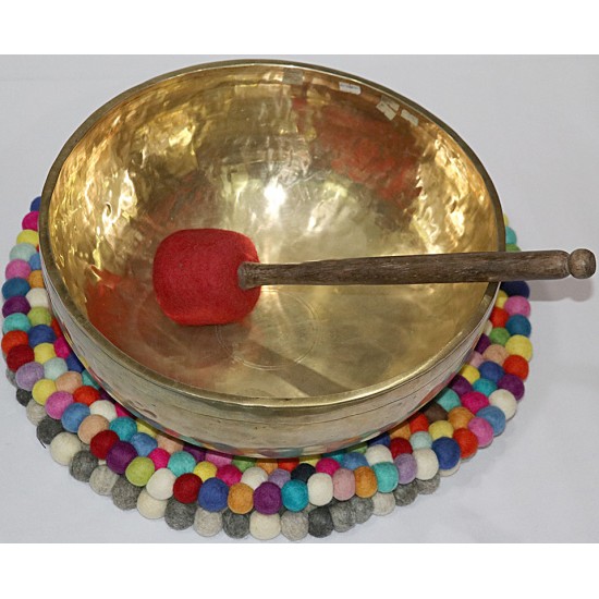 KNOTTED FELT CUSHION FOR SINGING BOWLS, to get best sound  and Safety for any kinds of Singing Bowls, Meditation Cushion, Kitchen table Cushion (Rainbow Color) - Extra Large size (50 cm, 19.6 inch)