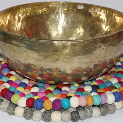 KNOTTED FELT CUSHION FOR SINGING BOWLS, to get best sound  and Safety for any kinds of Singing Bowls, Meditation Cushion, Kitchen table Cushion (Rainbow Color) - Extra Large size (50 cm, 19.6 inch)