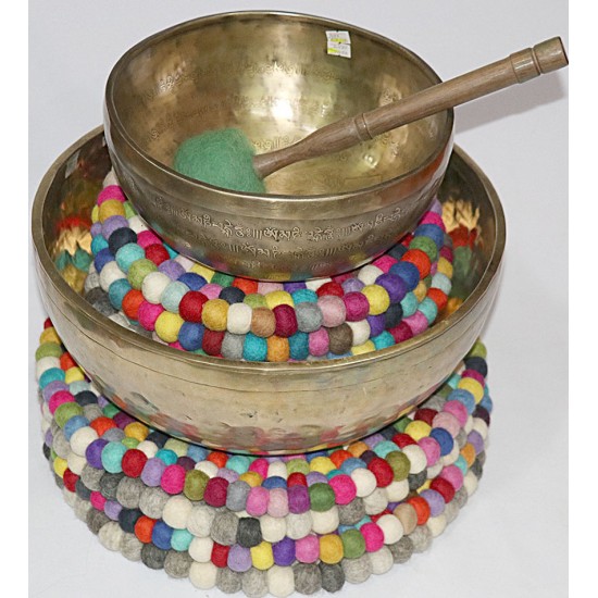 KNOTTED FELT CUSHION FOR SINGING BOWLS, to get best sound  and Safety for any kinds of Singing Bowls, Meditation Cushion, Kitchen table Cushion (Rainbow Color) - XX Large Size (60 cm, 23.6 inch)