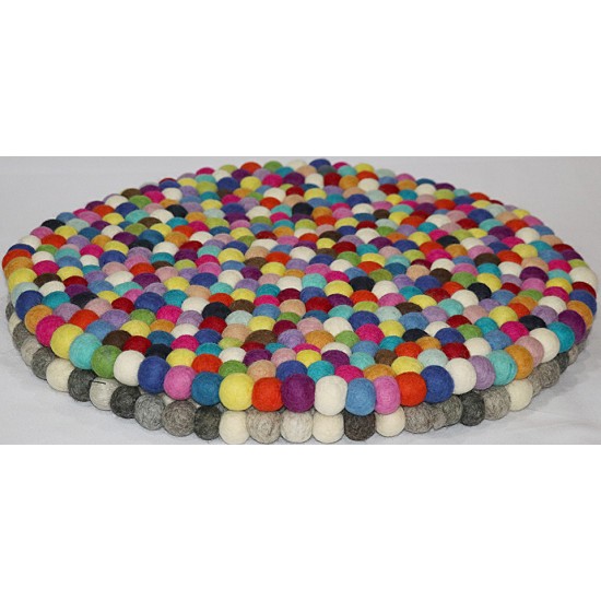 KNOTTED FELT CUSHION FOR SINGING BOWLS, to get best sound  and Safety for any kinds of Singing Bowls, Meditation Cushion, Kitchen table Cushion (Rainbow Color) - XX Large Size (60 cm, 23.6 inch)