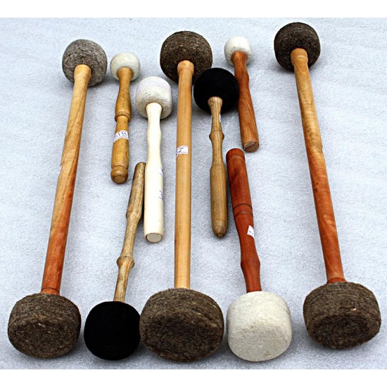 Singing Bowl DOUBLE HEADED Mallet (Drumstick/Singing Bowl Stick) to play singing bowls essential - Small/Medium Size (40*5-6 cm, 15.7*1.9-2.3  inch)