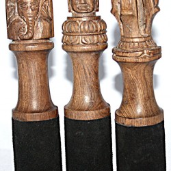 DESIGNED CARVED HANDLE (GOD HEADED) RINGER (Beater/Leather stick/Singing Bowl Stick) to play singing bowls essential - Large Size (23*4.5 cm, 9.05*1.77 inch)