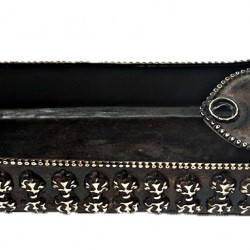 Incense Burner boat shaped, Copper/Bronze with decoration - Medium size (17*2.5*4.5 cm, 6.6*0.9*1.7 inch)