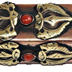 Incense stick keeping box (holder), Square Shape with nice decoration, Copper/Bronze - Medium Size (28*2.5*2.5 cm, 11.02*0.9*0.9 inch)