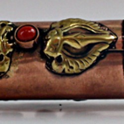 Incense stick keeping box (holder) round shape with decoration, Copper/Bronze - Medium Size (28*10 cm, 11.02*3.9 inch)