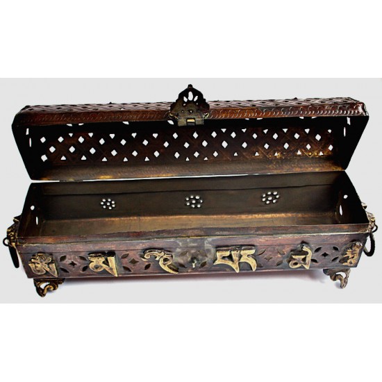 Incence Burner, Copper/Bronze, Treasure Box Design - Large size (30*6.5*10 cm, 11.8*2.5*3.9 inch)