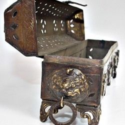 Incence Burner, Copper/Bronze, Treasure Box Design - Large size (30*6.5*10 cm, 11.8*2.5*3.9 inch)