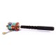 Handheld turquoise filled Colorful Tibetan Prayer Wheel with Wooden Handle - Small Size