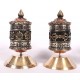 Handcrafted Tabletop Copper Tibetan Prayer Wheel in Black & Silver - Medium Size
