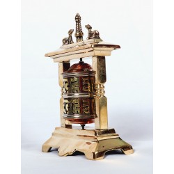 Handcrafted Brass Tibetan Prayer Wheel with Om Mani Padme Hum Mantra - Small Size
