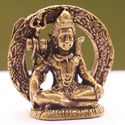 Shiva-Beautiful carving, Dim Yellow colored, Statue, Hand worked in Nepal - Mini Size (2.7*1.7*2.9 cm, 1.06*0.66*1.14 inch)