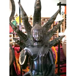 Buddha giant Statue with Snake, Black Color - Giant Size (51*32 cm, 20.7*12.5 inch)