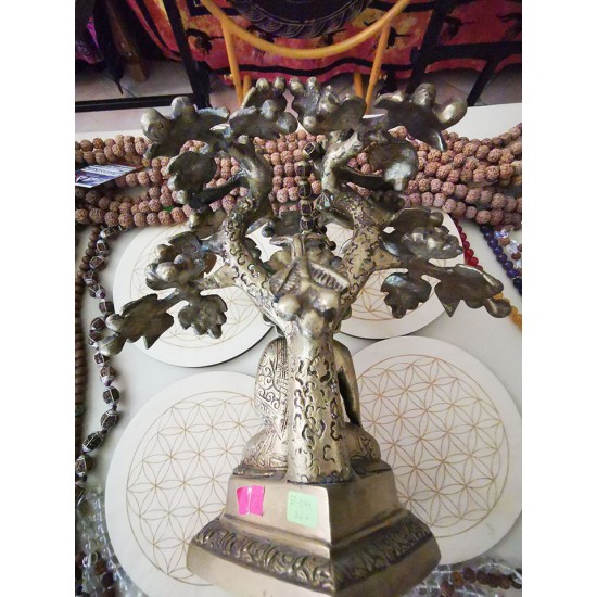 Buddha Statue with tree, Dim Yellow Color - Medium Size (24*20 cm, 9.4*7.8 inch) Buddha Statue with tree, Dim Yellow Color - Medium Size (24*20 cm, 9.4*7.8 inch)