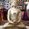 Buddha Statue with Beautiful Decoration, Shiny Yellow Color - Medium Size (11*6.8*22 cm, 4.3*2.6*8.6 inch)