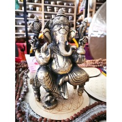 Ganesh Statue - The Lord of Provides Prosperity, fortune and success. Best quality statue hand work in Nepal by Master Artist, Dim Yellow Statue - Medium Size (14*6.5*21 cm, 5.5*2.5*8.2 inch)
