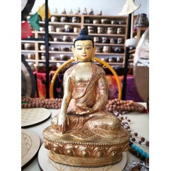 Buddha gold plated fine quality statue, Bhumisparsa Mudra, Golden Color - Medium Size (11*7.8*22.6 cm, 4.3*3.07*8.8 inch)