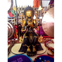 MAITRAYA BUDDHA, fine quality statue,  Black and Yellow Color - Large Size (17.3*19*42 cm, 6.8*7.4*16.5 inch)