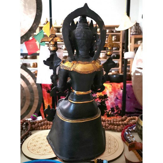 MAITRAYA BUDDHA, fine quality statue,  Black and Yellow Color - Large Size (17.3*19*42 cm, 6.8*7.4*16.5 inch)