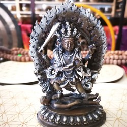 Bhairab Nepali (Newari) Statue, fine quality made by Master Artist, Silver and Brown Color - Small Size (8.3*6*14.4 cm, 3.2*2.3*5.6 Inch)