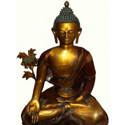 MEDICINE BUDDHA, KNOWN AS SUPREME HEALER, REMOVES THE SUFFERING (DUKKHA) BY HIS WISDOM, MASTER OF HEALING - best to display at healing centre, office, home and private land, perfect quality Statue, Yellow and Red Color, Best quality, - Giant Size (67*38*9