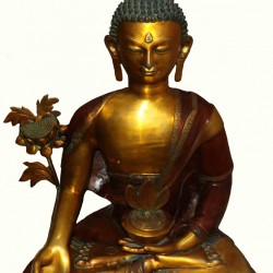 MEDICINE BUDDHA, KNOWN AS SUPREME HEALER, REMOVES THE SUFFERING (DUKKHA) BY HIS WISDOM, MASTER OF HEALING - best to display at healing centre, office, home and private land, perfect quality Statue, Yellow and Red Color, Best quality, - Giant Size (67*38*9
