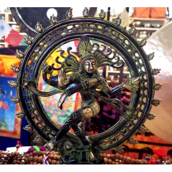 SHIVA NATARAJ, Statue best to display at healing centre, office, home and private land, perfect quality Statue,Black and Green Color, Best quality, - Large Size (14*9.8*34.7 cm, 5.5*3.7*16.6 inch)