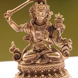 Manjushree-Beautiful carving, Dim Yellow colored, Statue, Hand worked in Nepal - Mini Size ( 2.6*1.6*4.3cm,  1.02*0.62*1.69 inch)