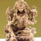 Green Tara-Beautiful carving, Dim Yellow colored, Statue, Hand worked in Nepal - Mini Size ( 3*1.6*4.5 cm, 1.18*0.62*1.77 inch)